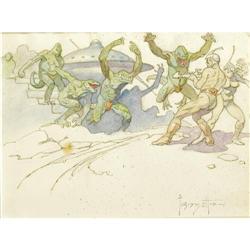 Frank Frazetta "Leapin' Lizards" Painting Original Art