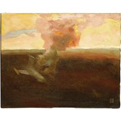 Jeff Jones - Spaceship Crash Painting Original