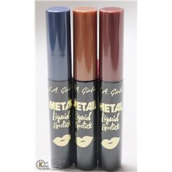 3PK LA GIRL METAL LIQUID LIPSTICK; 856/ 868 & 859