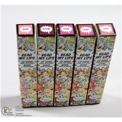 5PK THE BALM COSMETICS READ MY LIPS LIP GLOSS;
