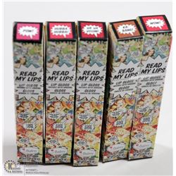 5PK THE BALM COSMETICS READ MY LIPS LIP GLOSS;