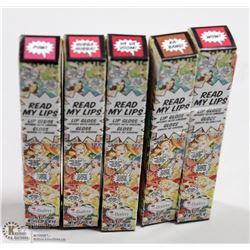 5PK THE BALM COSMETICS READ MY LIPS LIP GLOSS;