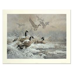 Larry Fanning (1938-2014), "Winter Retreat - Canada Geese" Limited Edition Lithograph, Numbered and 