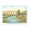Image 1 : Rolf Rafflewski, "Pont du Gard Aqueduct" Limited Edition Lithograph, Numbered and Hand Signed.