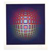 Image 1 : Victor Vasarely (1908-1997), "Blue Composition" Hand Signed Limited Edition Serigraph with Letter of