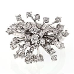 Natural 1.11 CTW Diamond Ring 18K White Gold - REF-176R4K