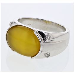 Natural 6.14 CTW Quartz & Diamond Ring 14K White Gold - REF-120H6W