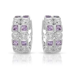 Natural 1.37 CTW Pink Sapphire & Diamond Earrings 14K White Gold - REF-82X8T