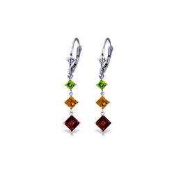 Genuine 4.8 ctw Garnet, Citrine & Peridot Earrings 14KT White Gold - REF-49Y3F