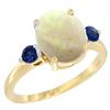 1.65 CTW Opal & Blue Sapphire Ring 10K Yellow Gold - REF-24M2A