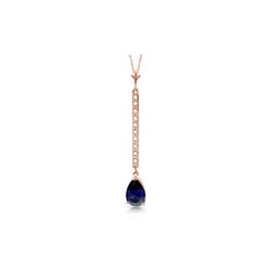 Genuine 1.80 ctw Sapphire & Diamond Necklace 14KT Rose Gold - REF-38X2M