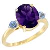 Image 1 : 2.64 CTW Amethyst & Blue Sapphire Ring 14K Yellow Gold - REF-32M3K