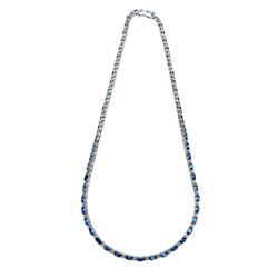 Natural 12.96 CTW Sapphire & Diamond Necklace 14K White Gold - REF-388X8T