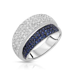 Natural 1.24 CTW Sapphire & Diamond Ring W=12MM 14K Gold - REF-119R7K