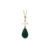 Genuine 9.3 ctw Green Sapphire Corundum & White Topaz Necklace 14KT Yellow Gold - REF-26A6K