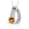 Genuine 1 ctw Citrine Necklace 14KT White Gold - REF-50Y5F