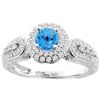 1.06 CTW Swiss Blue Topaz & Diamond Ring 14K White Gold - REF-88F8N