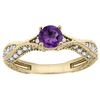 Image 1 : 0.67 CTW Amethyst & Diamond Ring 14K Yellow Gold - REF-67X7M