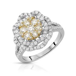 Natural 1.48 CTW Diamond Ring 14K Two Tone Gold - REF-180R2K