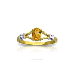 Genuine 0.46 ctw Citrine & Diamond Ring 14KT Yellow Gold - REF-27N2R