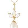 Genuine 4.75 ctw Opal & Pearl Necklace 14KT Yellow Gold - REF-25N4R