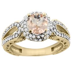 1.20 CTW Morganite & Diamond Ring 14K Yellow Gold - REF-89F7N