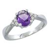 Image 1 : 1.06 CTW Amethyst & Diamond Ring 10K White Gold - REF-28M4A