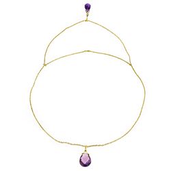 Genuine 7.5 ctw Amethyst Necklace 14KT Yellow Gold - REF-56M4T