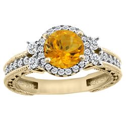 1.46 CTW Citrine & Diamond Ring 14K Yellow Gold - REF-77N4Y