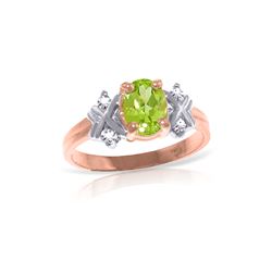 Genuine 0.97 ctw Peridot & Diamond Ring 14KT Rose Gold - REF-59F2Z