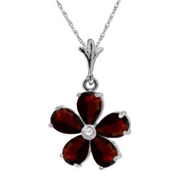 Genuine 2.22 ctw Garnet & Diamond Necklace 14KT White Gold - REF-30Z2N