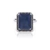 Genuine 6.6 ctw Sapphire & Black Diamond Ring 14KT White Gold - REF-111Y7F