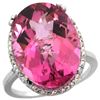13.71 CTW Pink Topaz & Diamond Ring 14K White Gold - REF-59M4K