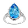5.55 CTW Swiss Blue Topaz & Diamond Ring 14K White Gold - REF-44W9F