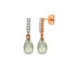 Genuine 4.65 ctw Green Amethyst & Diamond Earrings 14KT Rose Gold - REF-36M2T