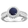 1.55 CTW Blue Sapphire & Diamond Ring 14K White Gold - REF-155K3W