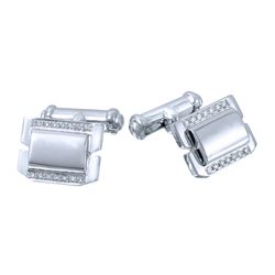 Natural 0.19 CTW Diamond Cuff Links 14K White Gold - REF-98M3F
