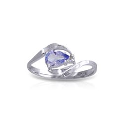 Genuine 0.51 ctw Tanzanite & Diamond Ring 14KT White Gold - REF-29R3P