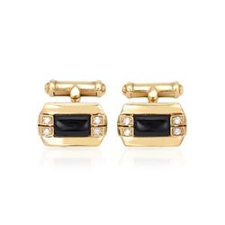 Natural 2.69 CTW Agate & Diamond Cuff Links 18K Yellow Gold - REF-158X4T