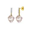 Genuine 25.75 ctw White Topaz & Diamond Earrings 14KT Yellow Gold - REF-60T7A