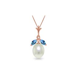 Genuine 4.5 ctw Blue Topaz Necklace 14KT Rose Gold - REF-24V3W