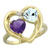 2.61 CTW Diamond, Amethyst & Aquamarine Ring 14K Yellow Gold - REF-38X2M