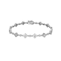 Natural 1.35 CTW Princess Diamond Bracelet 14K White Gold - REF-183M6F