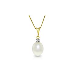 Genuine 4.05 ctw Pearl & Diamond Necklace 14KT Yellow Gold - REF-21Y2F