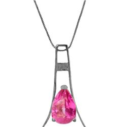 Genuine 1.50 ctw Pink Topaz Necklace 14KT White Gold - REF-35V9W