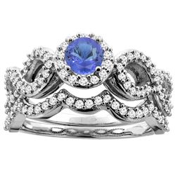 1.09 CTW Tanzanite & Diamond Ring 14K White Gold - REF-95M6A