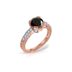 Genuine 1.30 ctw Black & White Diamond Ring 14KT Rose Gold - REF-149F2Z