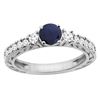 1.40 CTW Blue Sapphire & Diamond Ring 14K White Gold - REF-142W7F