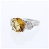 Image 1 : Natural 4.45 CTW Citrine & Diamond Ring 18K White Gold - REF-108M2F