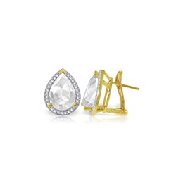 Genuine 11.22 ctw White Topaz & Diamond Earrings 14KT Yellow Gold - REF-123M4T